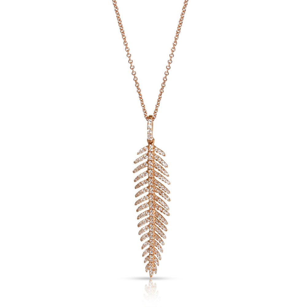 Nicole Rose Articulated Feather Diamond Necklace in 18K Rose Gold 0.44 CTW